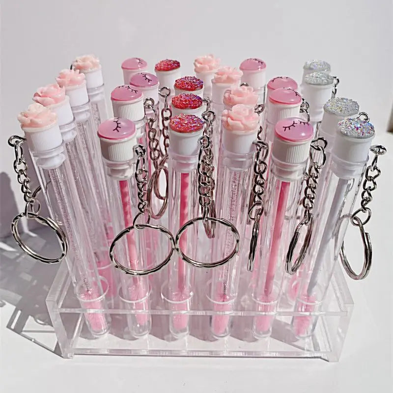 Reusable Mini Lash Comb Tube Keychain - Portable Eyelash & Mascara Brush