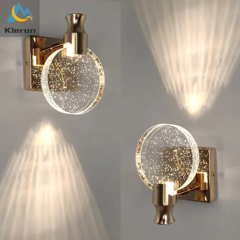 Crystal LED Wall Lamp Mirror Front Light for Bedroom & Bathroom Home Decor