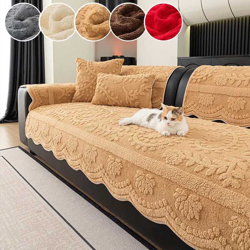 Modern Plush Sofa Cushion Cover Thick Warm Non-Slip Sofa Cover