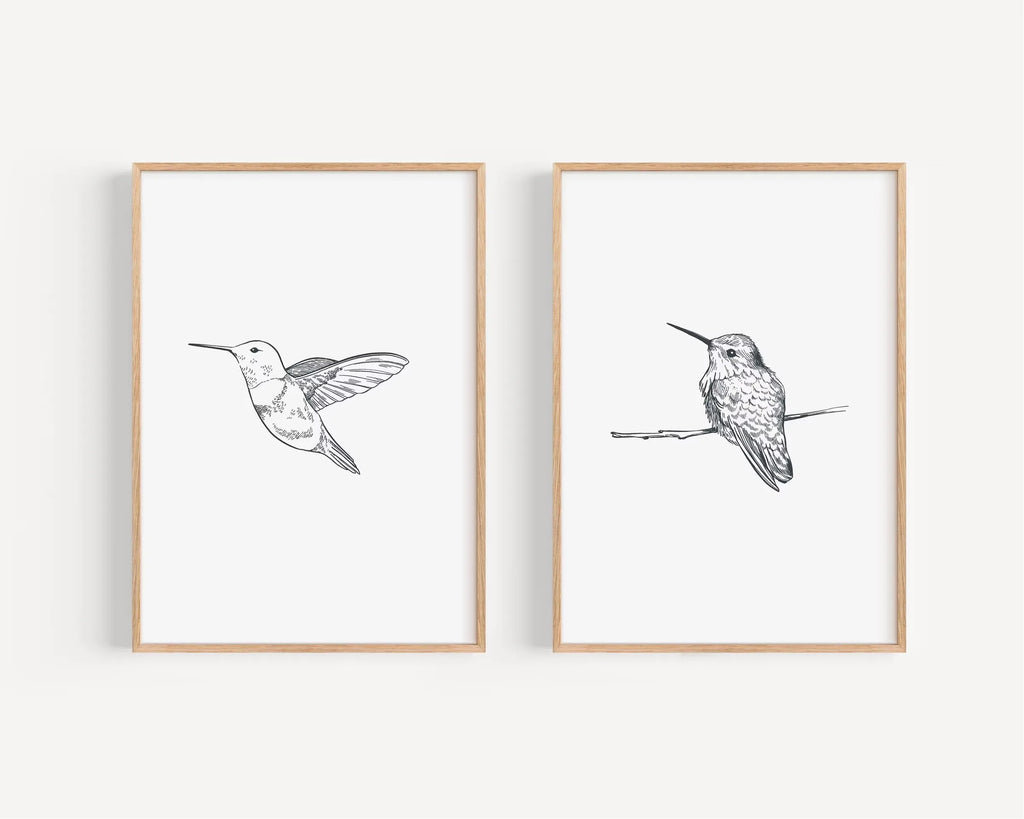 Set of 2 Retro Bird Canvas Wall Art Posters for Living Room Home Decor