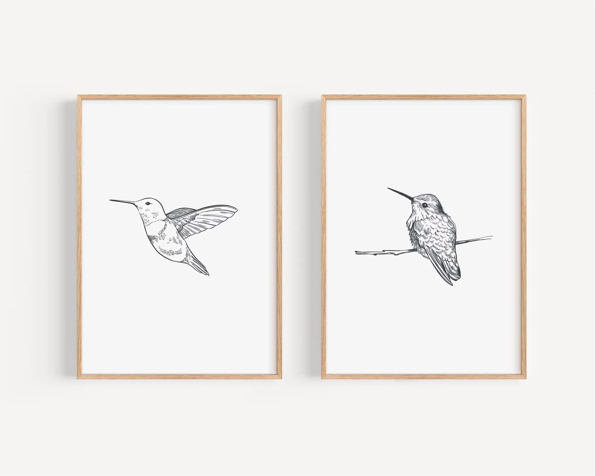 Set of 2 Retro Bird Canvas Wall Art Posters for Living Room Home Decor