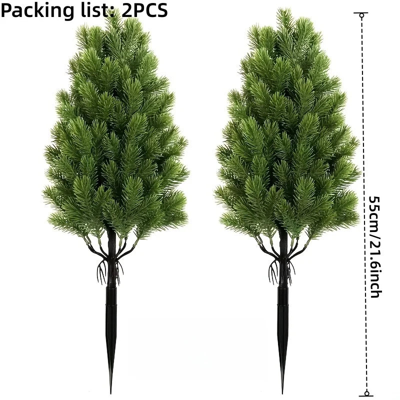 Artificial Pine Needle Christmas Trees - Indoor & Outdoor Holiday Decor - 2pcs