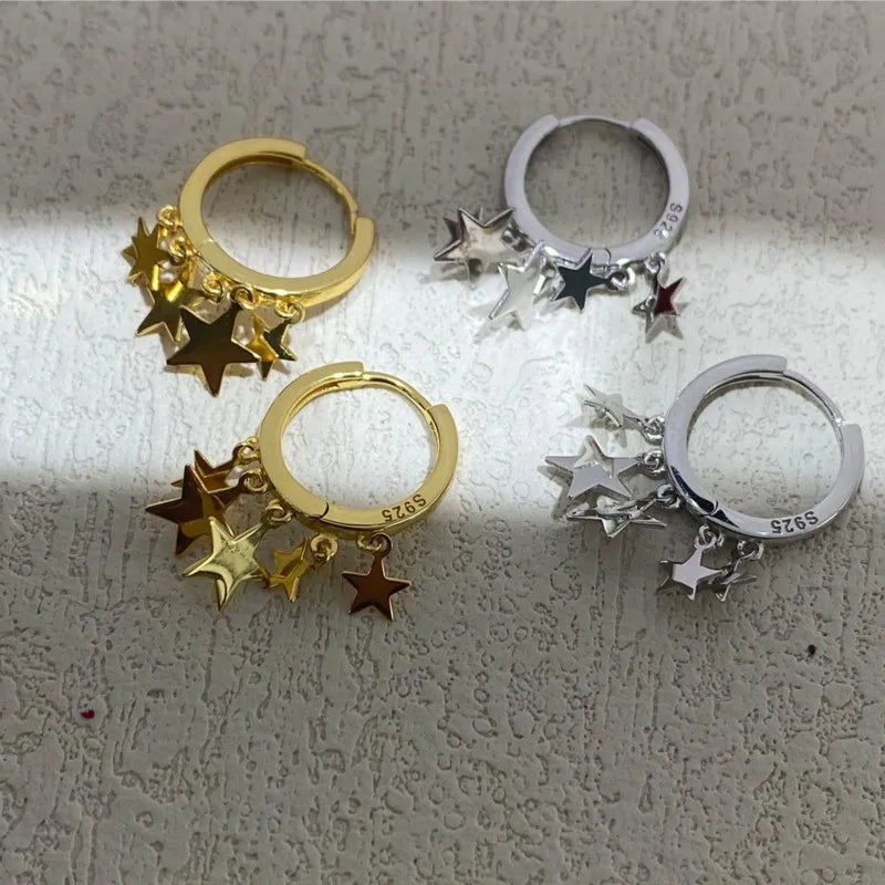 Gold-Plated Star Tassel Dangle Earrings for Women Vintage Jewelry Gift