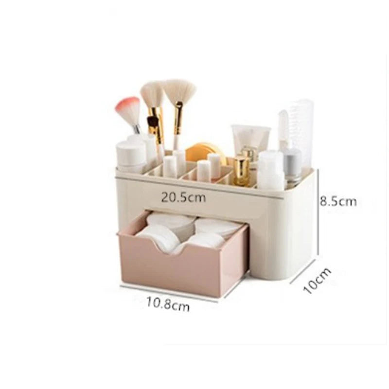 Acrylic Makeup Organizer with Drawers - Cosmetic Storage Box for Lipstick, Brushes, Cotton Swabs