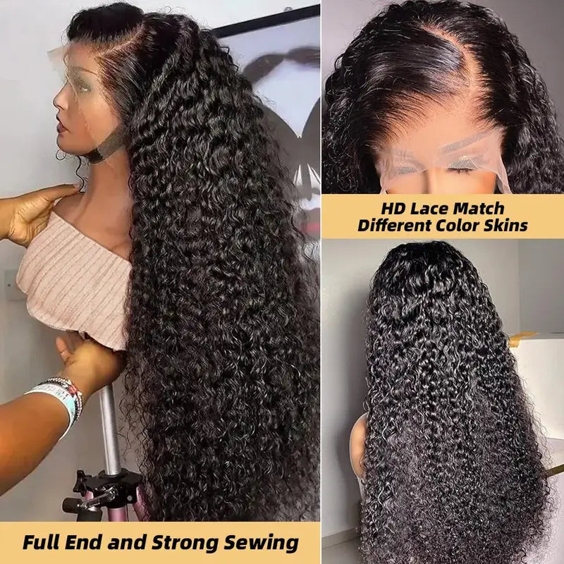 Deep Wave Frontal Wig 13x4 13x6 HD Transparent Lace 250% Density Human Hair