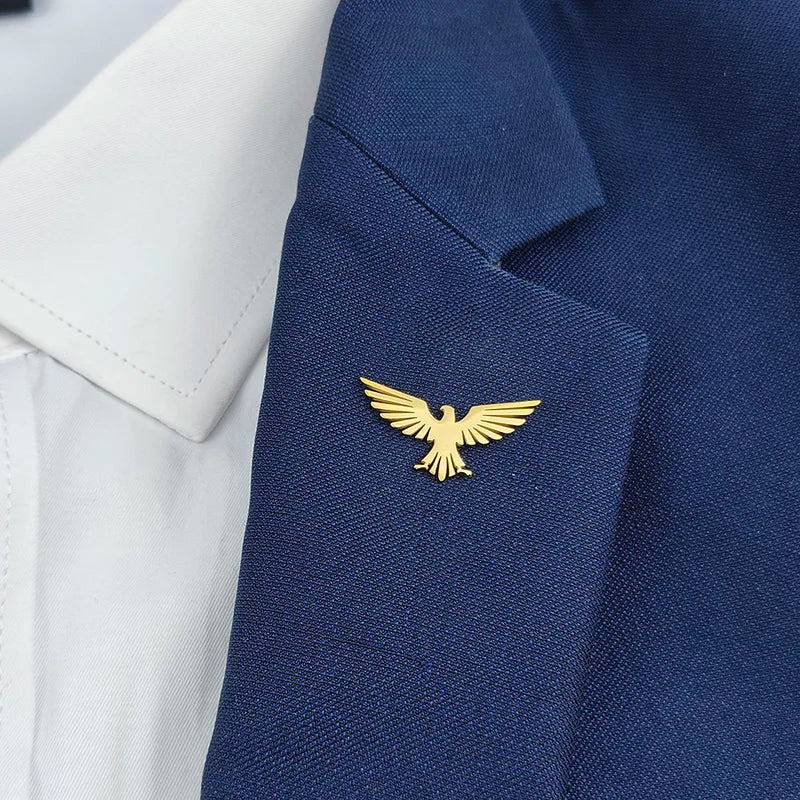 Eagle Stainless Steel Brooch Lapel Pin for Men Business & Wedding Gift