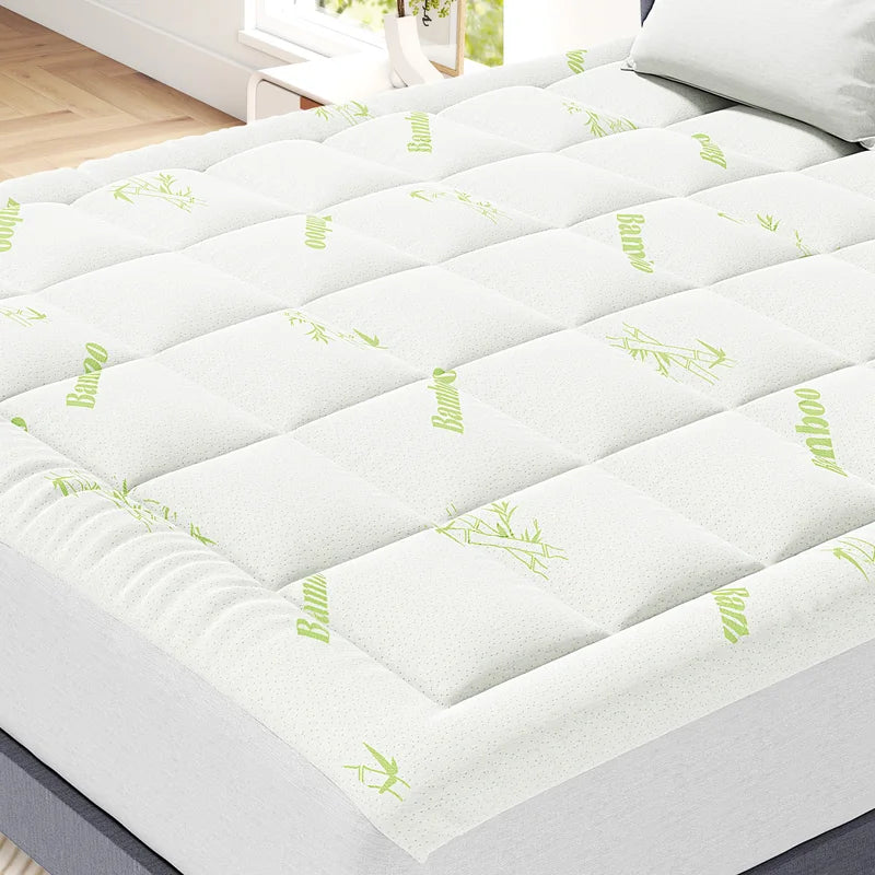 Ultra Soft Bamboo Visco Mattress Topper with Breathable Cooling Gel - Multiple Sizes