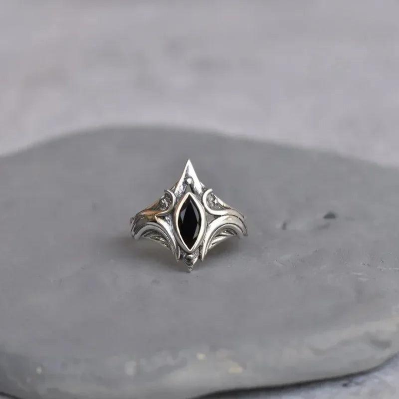 Vintage Bohemian Onyx Ring for Women - Fashion Punk Jewelry Gift