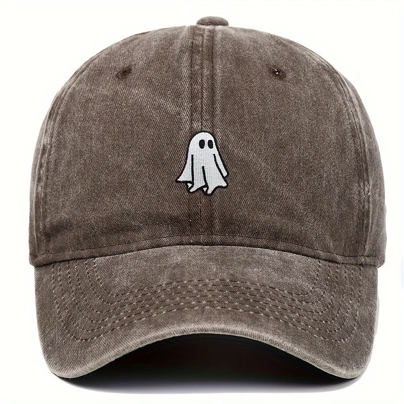 Unisex Halloween Embroidered Baseball Cap with Ghost Pattern - Simple Style, Suitable for Men and Women