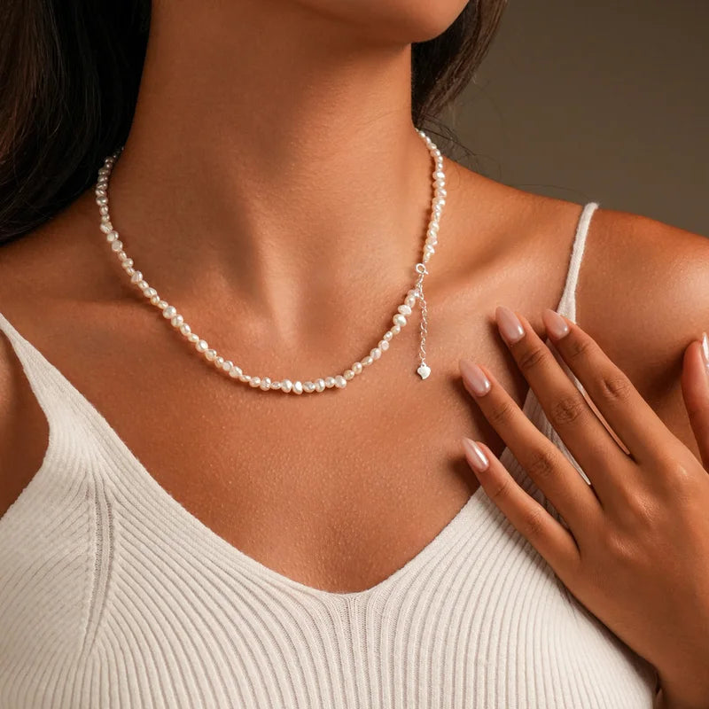 Freshwater Pearl Necklace 4-5mm Baroque with 5cm Extend Chain in Sterling Silver