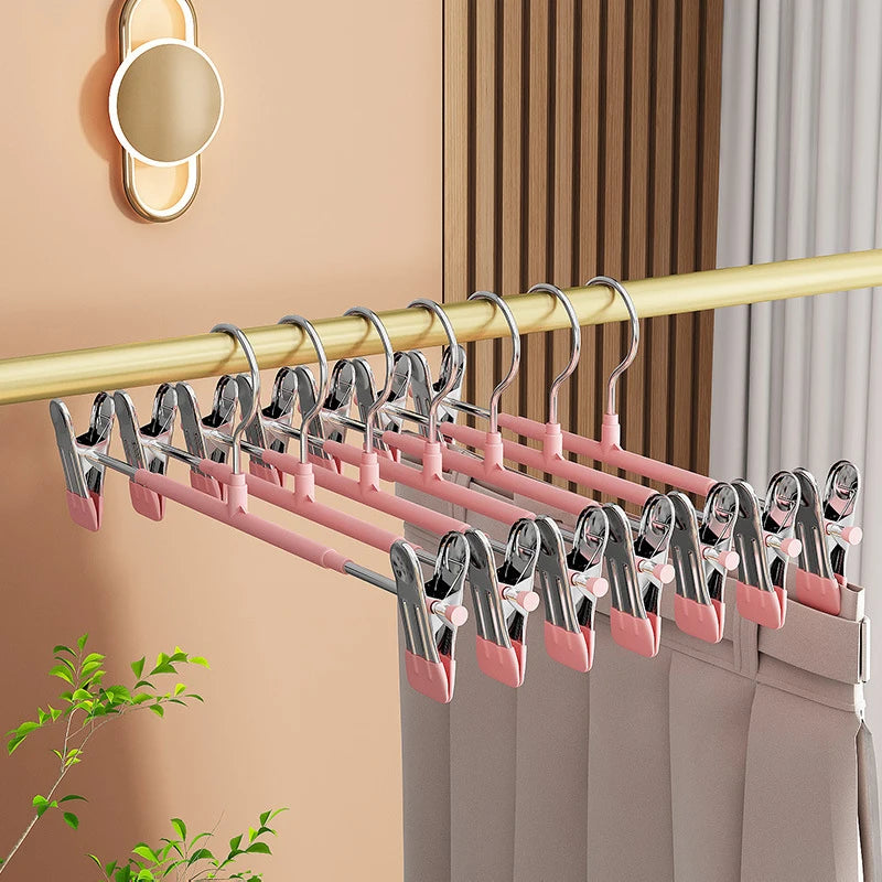 5-Pack Adjustable Non-Slip Pants Hangers with Clips for Jeans and Skirts