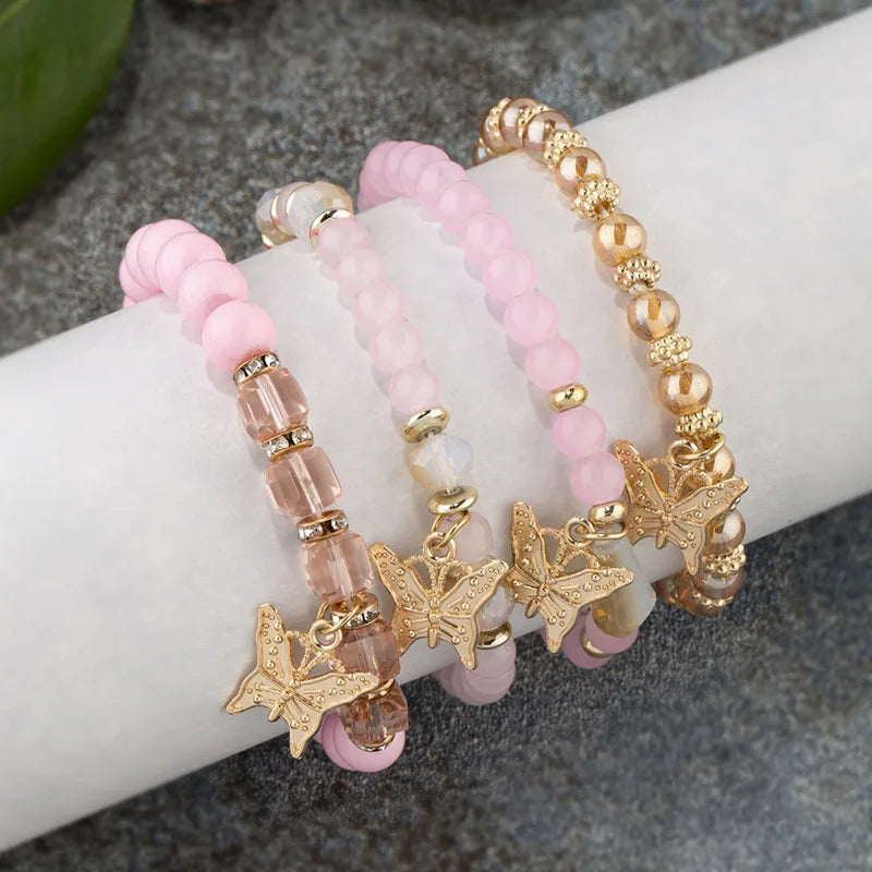 Trendy Butterfly Beaded Bracelet Set for Women - Bohemian Jewelry Gift