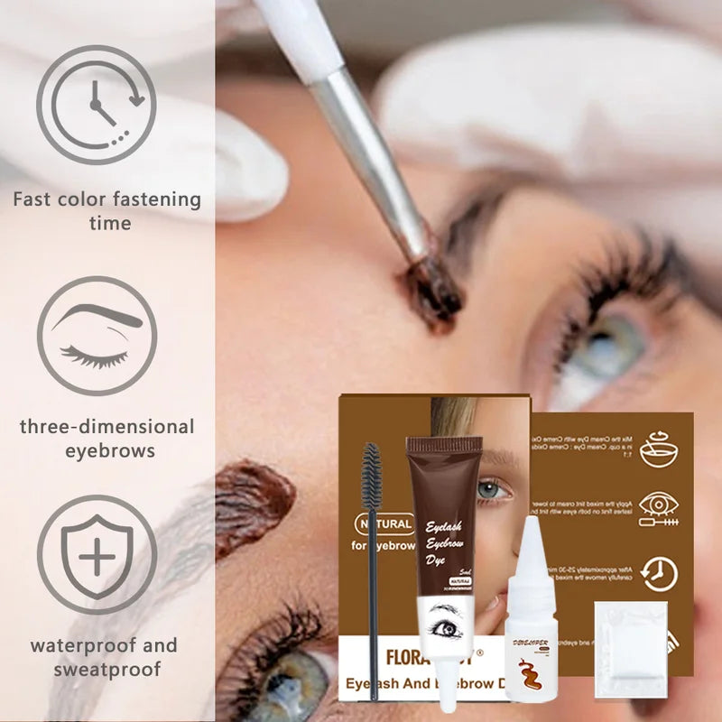 Eyebrow & Eyelash Tint Kit Waterproof Long Lasting Natural Look for Home Use