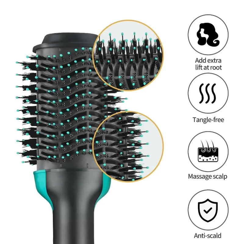 4-in-1 Hot Air Brush Hair Dryer Set with Rotating Ceramic Brush - Volumizer & Styling Tool for Women
