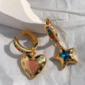 Romantic Heart Star Copper Zirconia Pendant Earrings for Women Unisex Jewelry