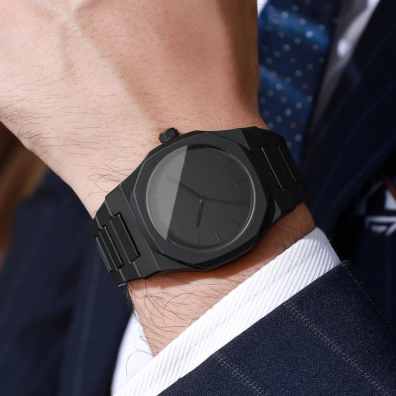 Men's Quartz Watch Set - Casual Sports Wristwatches with Plastic Bands, 2-Pack