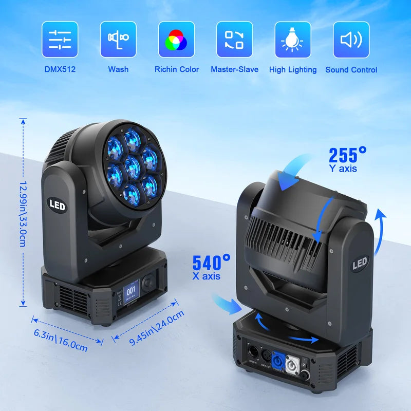 300W Moving Head DJ Stage Lights with DMX & Sound Activation for Events