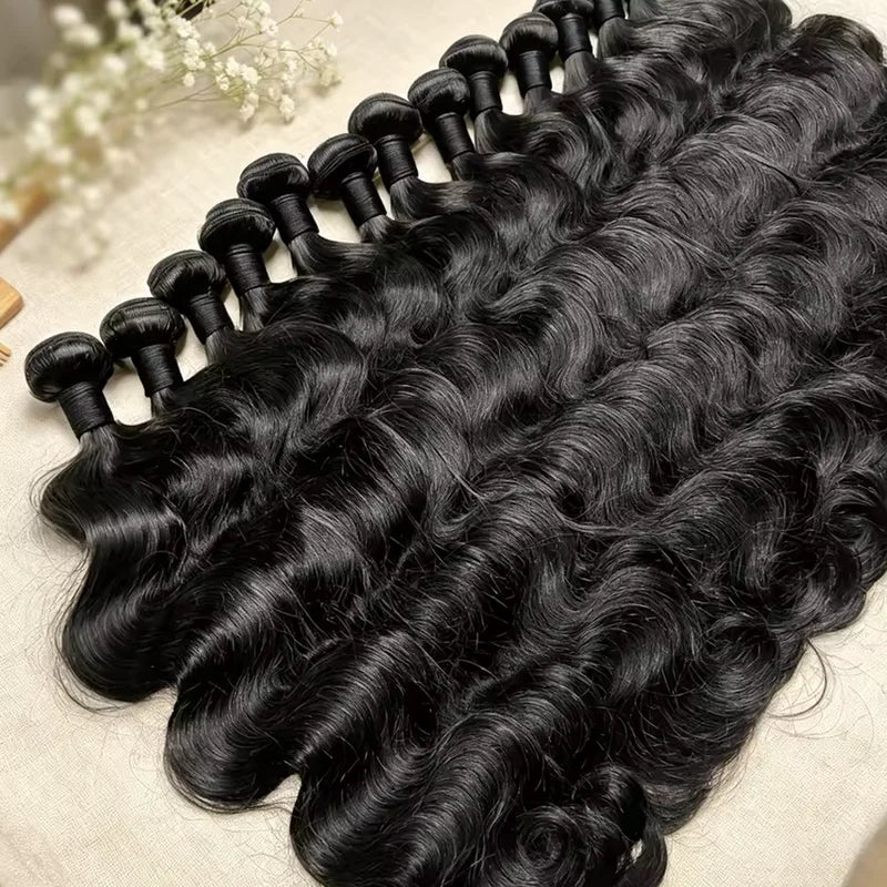 Human Hair Extensions 3 Bundles Brazilian Virgin Body Wave Hair - Natural Color