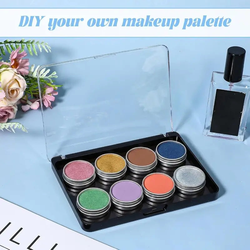 Magnetic Makeup Palette with Frosted Clear Lid - Travel Storage Box for Eyeshadow