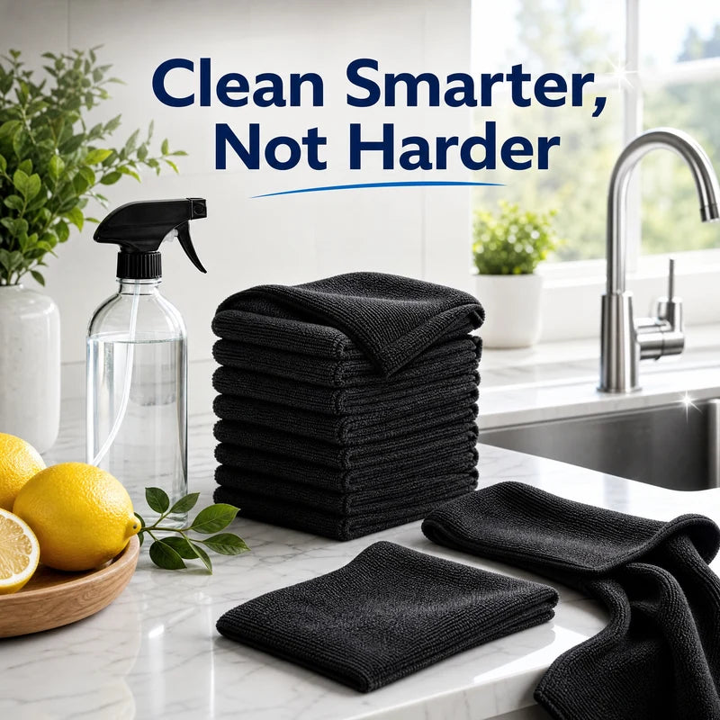 Heavy Duty Microfiber Cleaning Towels 10-Pack - Ultra Soft & Absorbent, Dry & Wet Use