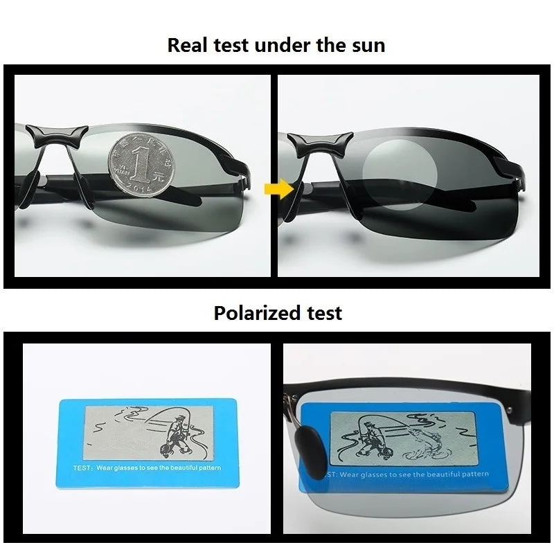 Men Photochromic Polarized Sunglasses with UV400 Protection for Driving and Fishing