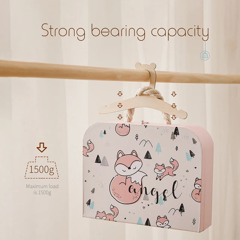 10Pcs Baby Wooden Clothes Hanger Rack Nursery Decor Kids Room Storage Set
