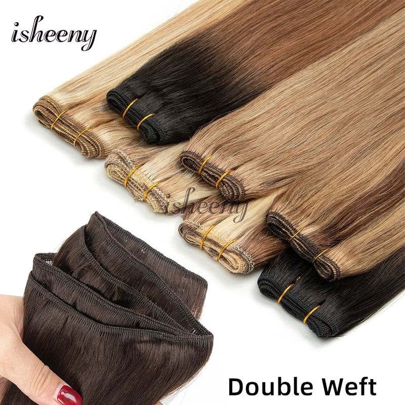 Straight Human Hair Weaves Brazilian Remy Hair Bundles Sew In Extensions Blonde 12-22 Inches