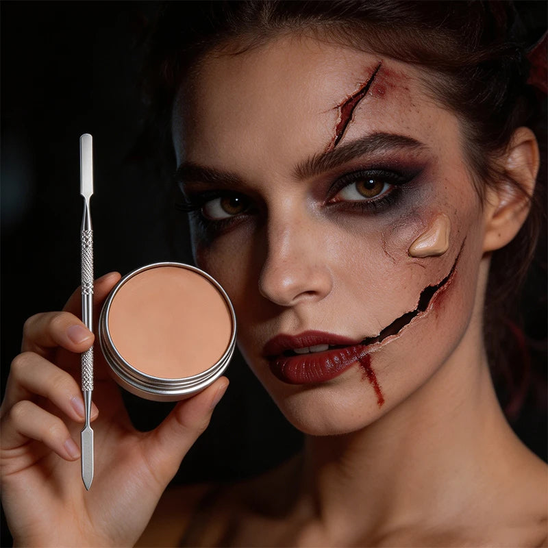 Halloween Special Effects Skin Wax Kit with Double-End Spatula for Fake Scars & Wounds