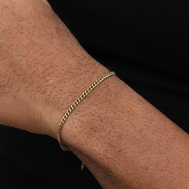 Unisex Gold Color Cuban Chain Bracelet - Retro Hip Hop Jewelry