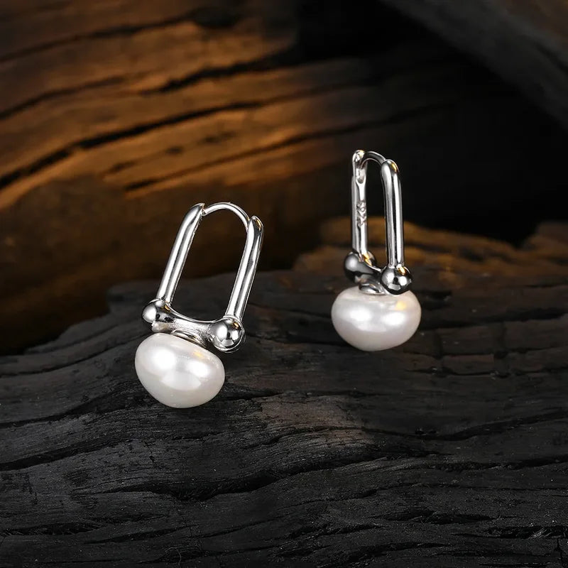 Sterling Silver Cloud Pearl Earrings with Wave Design - Women's Jewelry Gift