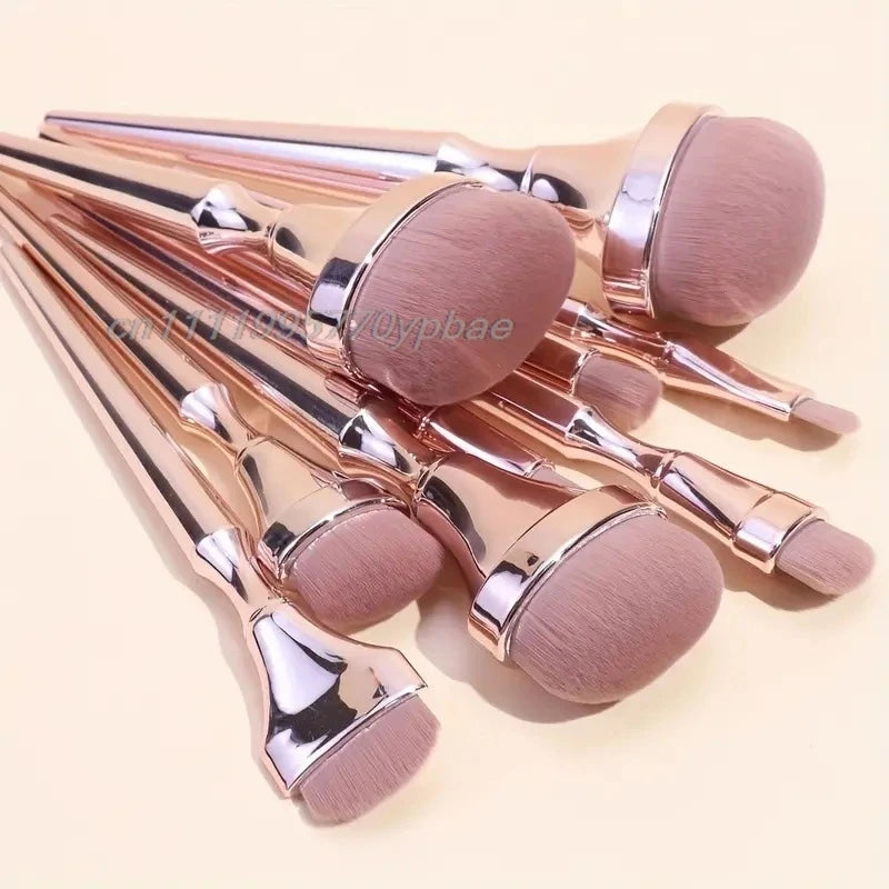 9pcs Rose Gold Makeup Brush Set for Face Eyeshadow Blush Highlighter Foundation