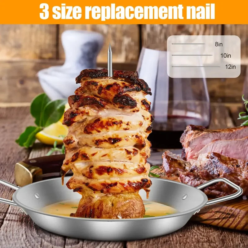 Stainless Steel Vertical Meat Skewer Roasting Rack for Barbecue and Grilling