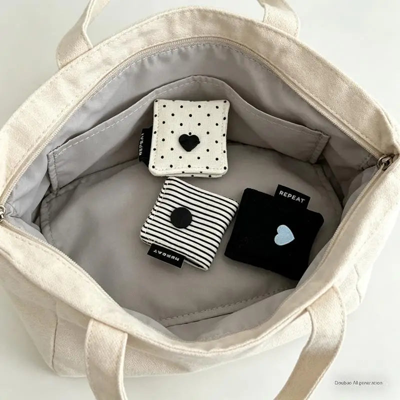 Fabric Earphone & Cable Storage Bag - Handmade Polka Dot Organizer, Portable & Dustproof