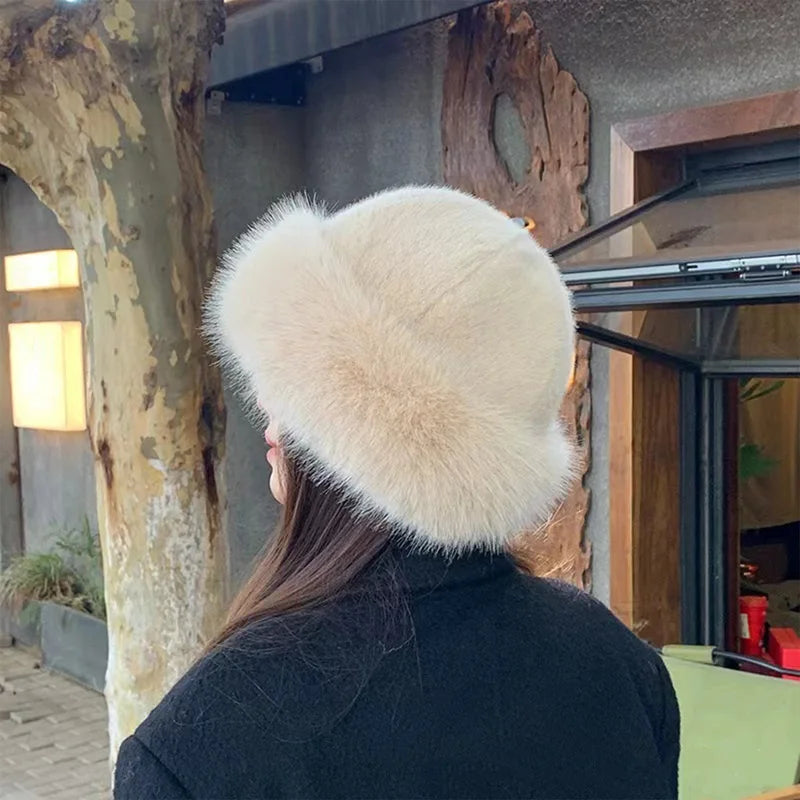 Warm Plush Fur Hat for Women Winter Beanie Thick Mongolian Cap Cold Weather