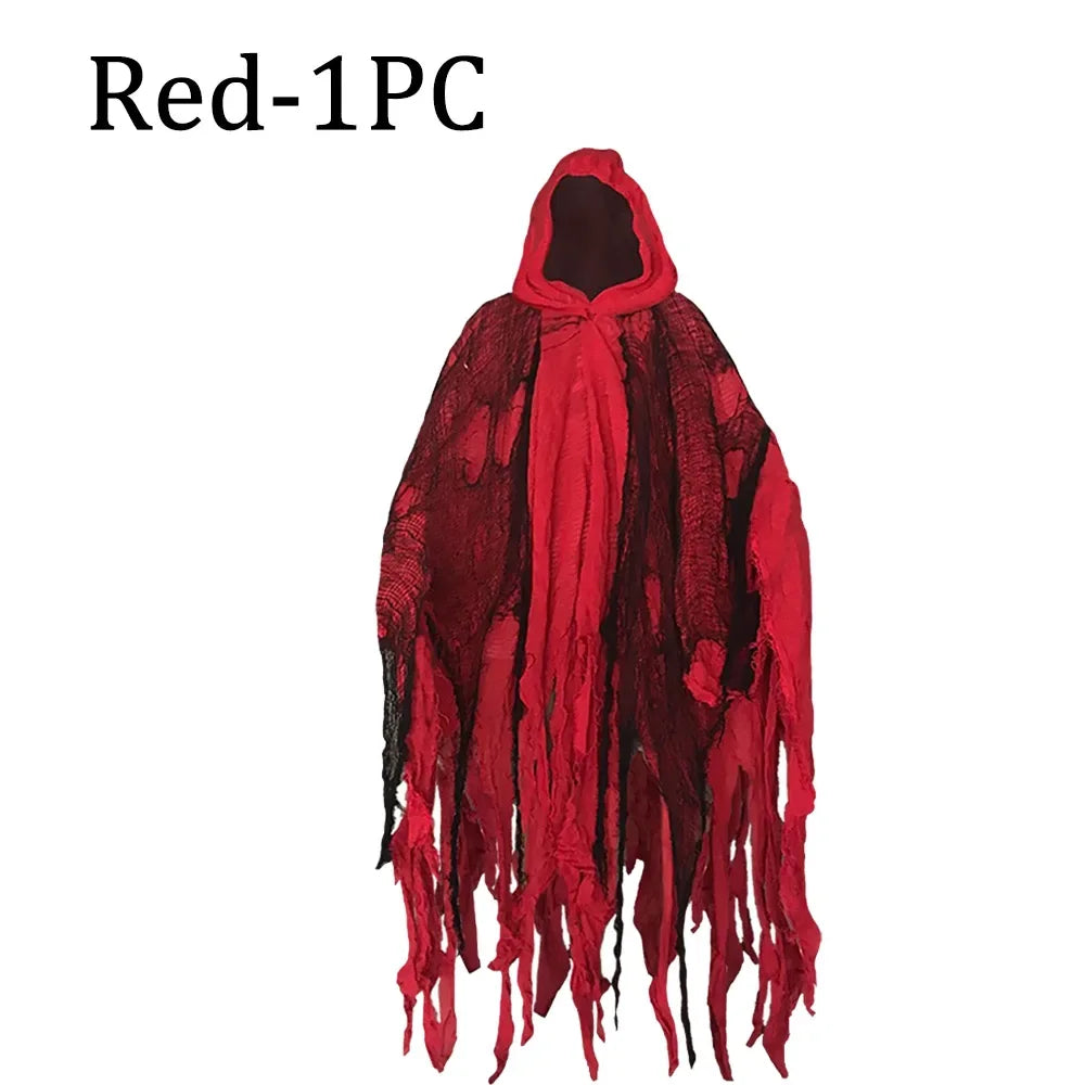 Halloween Ghost Cloak Costume Tattered Hooded Capes for Horror Parties