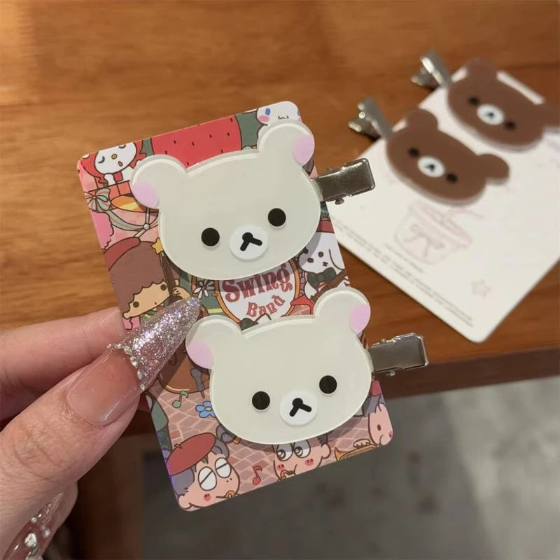 Cute Anime Bear Hair Clips for Women Girls - Korilakkuma & Rilakkuma Style Hair Accessories