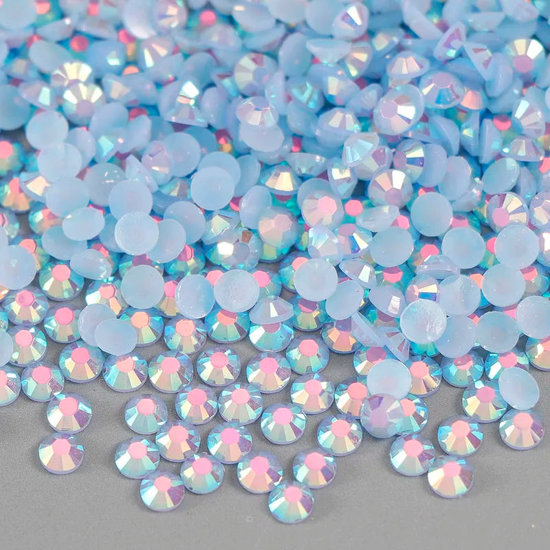 3-4mm AB Jelly Resin Nail Rhinestones Round Flatback Glitter Stones Nail Art Decoration