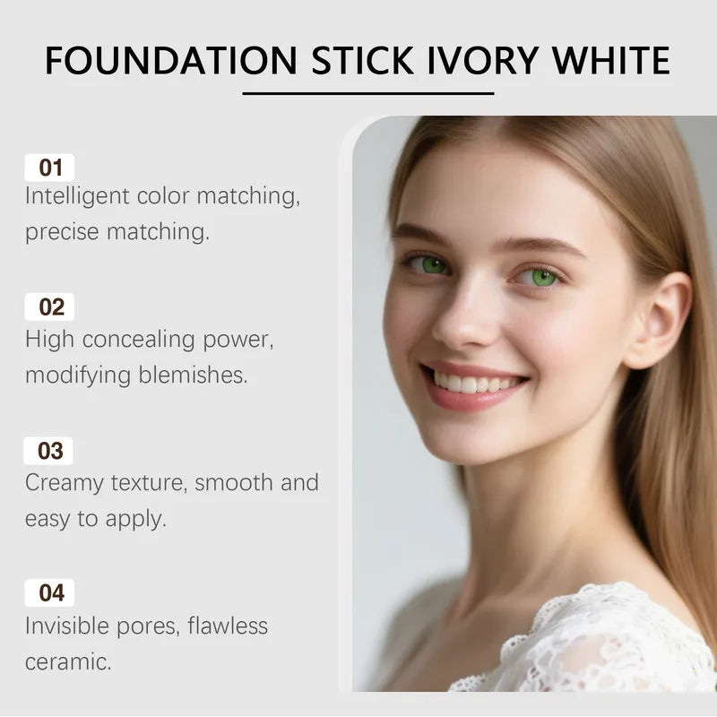 Temperature Changing Foundation Stick with Built-in Brush Waterproof Long-Lasting Face Makeup