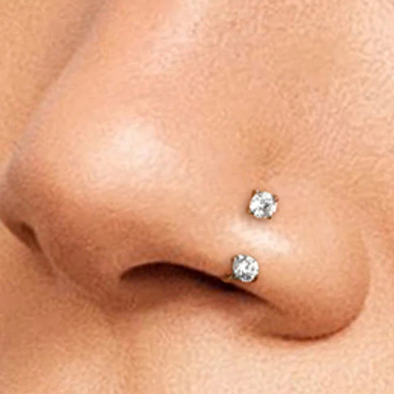 Septum Rings Horseshoe Nose Jewelry 18G Double Gem Hoop Opal CZ Piercing