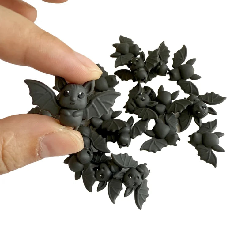 Halloween Bat Bead Set - Silicone 3D Focal Theme for Jewelry & Crafts