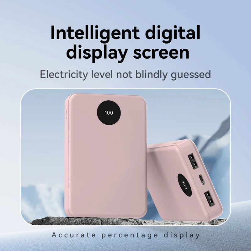 Portable 10000mAh Power Bank with Digital Display Dual USB & USB-C Charging