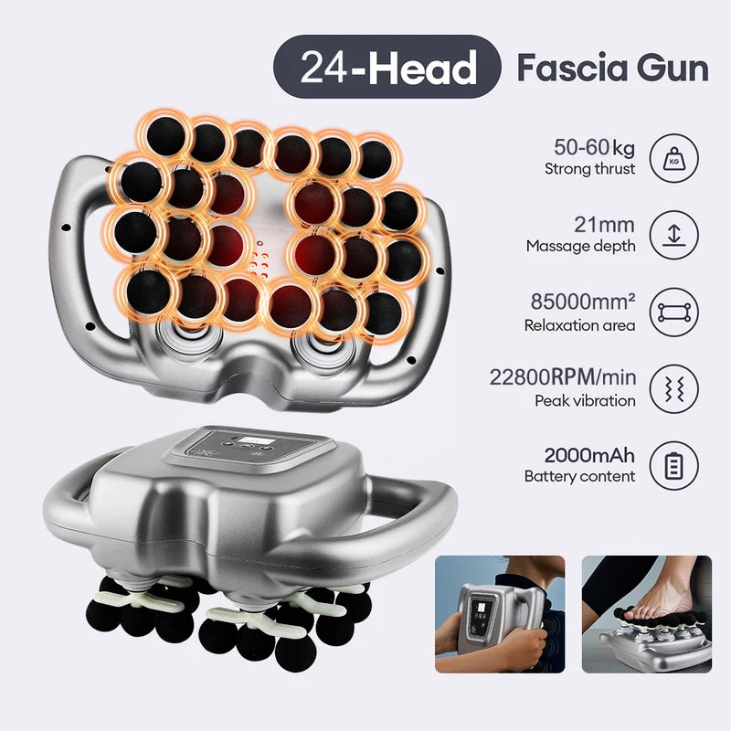 24-Head Fascia Gun with 9 Modes High Frequency Vibration Body Massager
