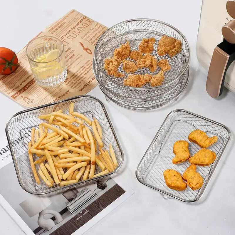 Stainless Steel Air Fryer Rack - Non-Stick Grill Basket for Airfryer, Durable Kitchen Accessory