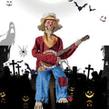 Halloween Animatronic Skeletons with Banjo - Indoor & Outdoor Yard Decor