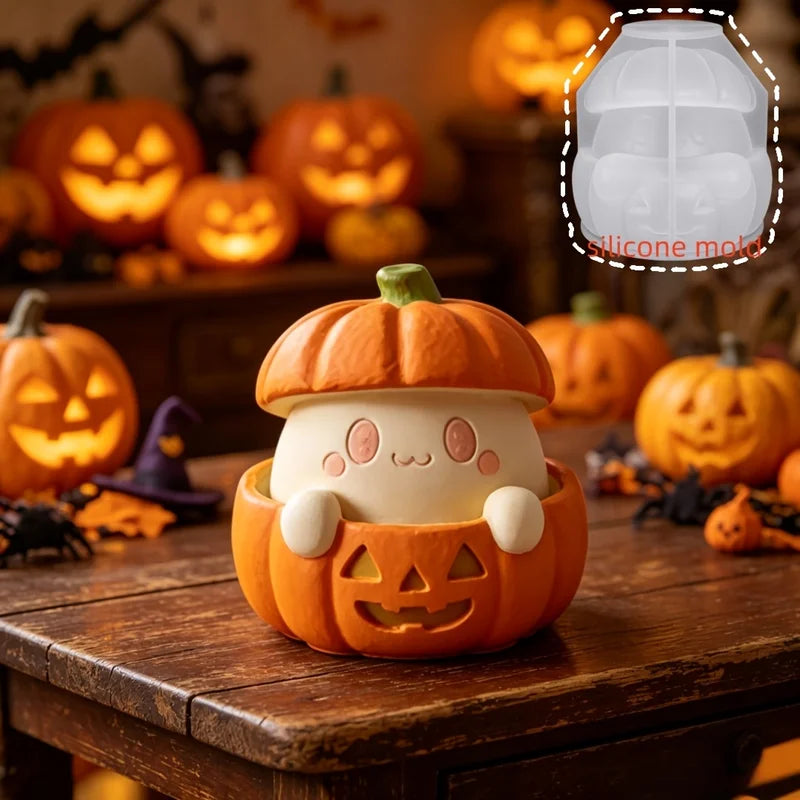 Halloween Pumpkin Candle & Aromatherapy Silicone Molds - 3D Plaster Ornaments