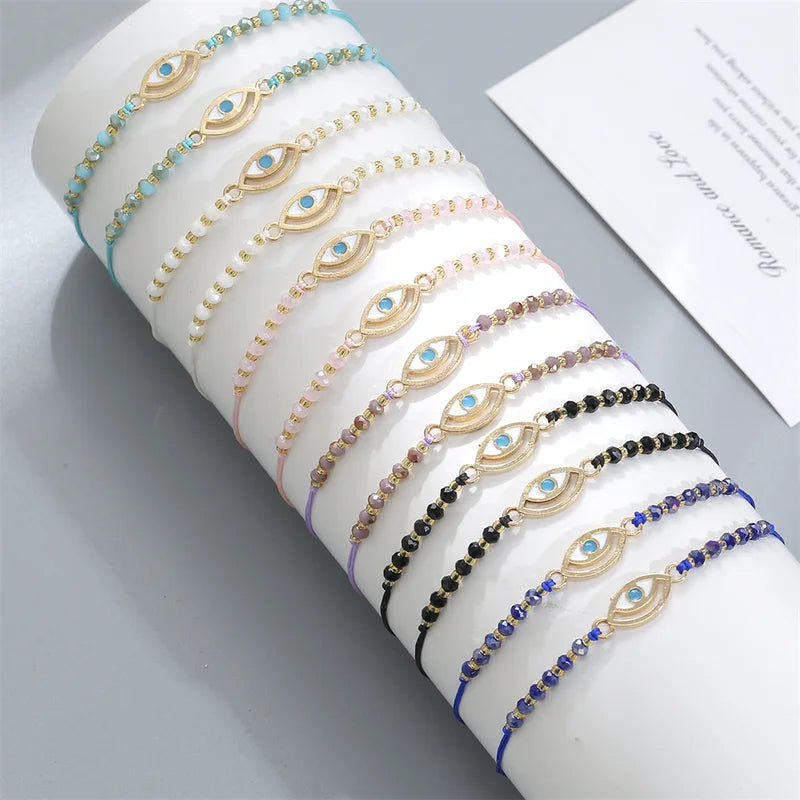 12pcs Colorful Resin Charm Bracelets Set Adjustable Rope Jewelry Gift