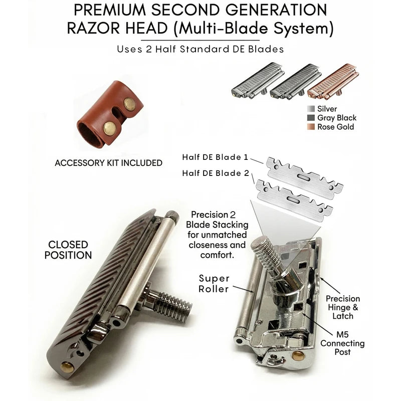 Pro 4D Stainless Steel Safety Razor for Men Shaving Kit - Adjustable Double-Edge