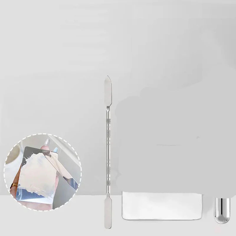 Makeup Foundation & Eye Shadow Mixing Palette with Spatula - Stainless Steel