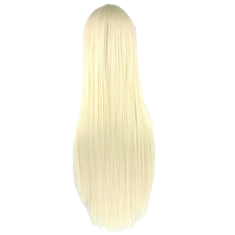 Long Synthetic Cosplay Wig - Straight Blonde Costume Hair for Anime & Characters