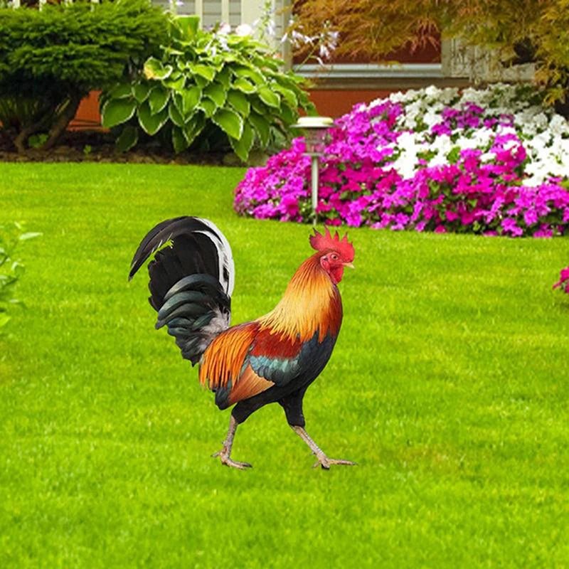 Weatherproof Garden Rooster Statue Yard Decor for Lawn & Patio Outdoor Decoration